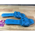 Cape Robbin Deja Slide Sandals Women's 6 Blue Leather Woven Open Square Toe Photo 1