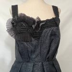 BCBGMAXAZRIA Runway Party Dress Sz 4 Goth Glam Metallic Coquette Balloon Rosette Photo 5