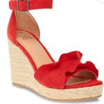 Time And Tru  Ruffle Wedge Sandal Size 11 Red New Photo 0