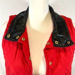 kim rogers red quilted puffer vest with faux leather collar size small Photo 1