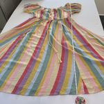 Torrid Pastel Stripes M Challis Off Shoulder Midi Dress Size 2X Pockets Tassels Photo 11