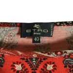 Etro Italian Luxury Red Paisley Print Long Sleeve Pure Wool Top Size Small Photo 1