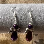 Angels 👼 Earrings Hand Made 2 Pair Purple/Clear Purple Photo 2