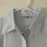 Madewell  Ribbed Eyelet Polo Shirt Baby Blue Long Sleeve Button Up Cotton Size S Photo 2