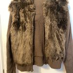 JJ basics Jj basic Cozy Brown Faux Fur Hooded reversible sweater Photo 7