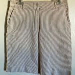Talbots 🌞 Tan & White Striped Seersucker Bermuda Shorts Photo 0