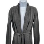 ZARA Knit Open Front Shawl Collar Draped Waist Tie Long Sleeve Cardigan Sweater Photo 4