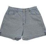 H by Halston Vintage Halston Jeanswear Womens Checked Denim Shorts Cotton Blue White Size 12 Photo 0