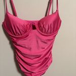 JONATHAN SIMKHAI Satin Ruched Cup Underwire Dragon Fruit Swimsuit Photo 7