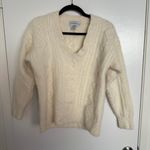 Saks 5th Avenue Saks Fifth Avenue Cream V-Neck Sweater Women’s Medium Lambswool Angora VTG Photo 0