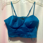 Sincerely Jules  Women's Sleeveless Crop Top Shiny Blue Size Small EUC Photo 0