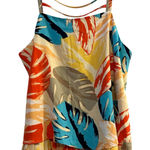 Laundry by Shelli Segal Tropical Leaf Print Cami Top Size M Pleated Hem Photo 0