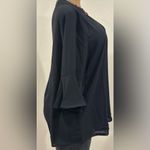 Noracora NWT Black Sheer Low Cut V Neck 3/4th Bell Sleeves Long Blouse Sz 3XL Photo 2