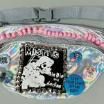Handmade Silver Gray Grey Iridescent Metallic Holographic ‘Misfits’ Punk Band Patch Spiked Studded Fanny Pack Waist-Bag Belt-Bag Purse ⛓️🔪 Photo 0
