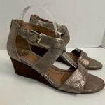 Sofft Sandals Mauldin Wedge Criss Cross Straps Reptile Comfort Pewter Gold Size 7 Photo 0