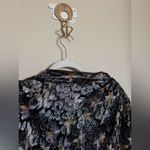 Isabel Marant  Floral Silk‎ Glitter Blouse Sz 40 Black Shimmer Short Sleeve Photo 2