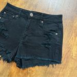 American Eagle  High Rise Festival Jean Shorts Sz 10 Black Stretch Denim Distress Photo 5