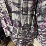  100% Linen Purple & Grey Jacket blazer Floral Chicos sz 2/L career Photo 2