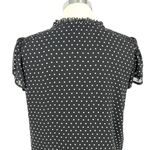 CeCe Black White Polka Dot Blouse Flutter Sleeve Size Medium Photo 6