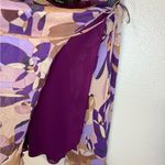 EXPRESS  vintage y2k abstract floral Purple Tan silk Wrap Skirt Photo 2