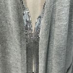 Calvin Klein Medium Cardigan Long Sleeve Hook 'n Eye Silver Mesh Accent Gray New Photo 4