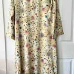 Natori Vintage Satin Yellow Floral Full Zip Sleepwear Kaftan Nightgown Small Photo 0