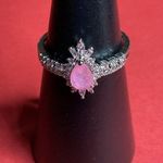 Bomb Party RBP7441 “Say It In Lights” Smithsonite/Quartz Rhodium Sz 10 Ring NWT Pink Photo 0