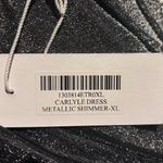 Reformation  Carlyle Metallic Shimmer Midi Dress Long Sleeve Size XL Silver Photo 4