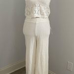Pink Rose White Bohemian 70's Crochet Hippie Bell Bottom Pants & Crop Medium Set Photo 0