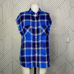 Rails  Britt Plaid Cap-Sleeve Shirt in Santorini Royal Blue Size US XS‎ Photo 2