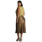 Anthropologie Women’s Liquid Shine Bias Cut Champagne Midi Skirt XL Photo 1