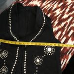 Embellished Western Silver Studded Black Denim Jean Jacket Vest Vintage 90s USA Made Rock/ Western/ Goth/ Grunge Photo 3