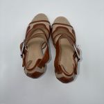 Calvin Klein Zahara Linen Leather Strappy Heel Sandals Women Size 6.5M Brown Photo 4