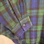 Vtg Quizz Long Sleeve Velvet Collar Plaid Button Down Shirt Women's Small Multi Green Photo 6