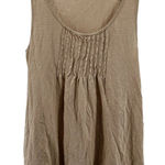 Sundance  Linen Tank Top Pleat Front Burnout Scoop Neck Flowy Tan XSmall Photo 0