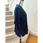 J.Jill Navy Linen Blend Short Sleeve Cardigan Photo 3