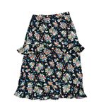 NEW W/ Tags BODEN Satin Ruffle Midi Skirt Black Multi Floral Print Size 6 Photo 4