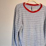 Rachel Parcell  Grey Striped Thermal PJ Shirt Women’s L Pajamas Waffle Knit Fall Photo 6