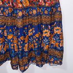 Frille Rose Boho vintage Floral Tiered Maxi Skirt women’s Size Medium Orange Photo 3