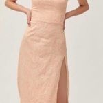 Urban Outfitters Strapless Linen Pink Zebra Slit Midi Dress Medium Photo 0