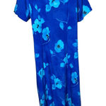Sag Harbor Blue Floral Pattern Short Sleeve Maxi Dress 90s Vintage Womens Large Photo 0