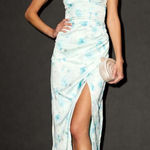 Lulus NWT  Alaiya Mint Floral Strapless Lace-Up Midi Dress Banquet Gala Party XS Photo 0