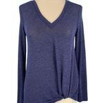 Anthropologie Sunday In Brooklyn Navy Twist Hem V-Neck Knit Sweater Photo 0