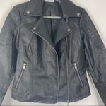 Noisy May Black Faux Leather Biker Moto Jacket Customized Babe on Back Small S Photo 4