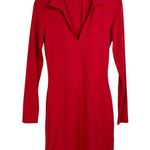 Babaton NWOT Aritzia Contour Polo Dress Sz Small Red Long Sleeve Photo 2