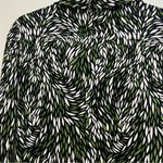 Tory Burch  Green Black White Silk Long Sleeve Button Down Blouse Photo 7
