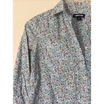 Lands' End Cotton Linen Floral Flower Pocket Popover Blouse Shirt Womens XS 2-4 Photo 3