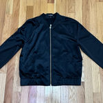EXPRESS NWOT Woman’s Black Satin Bomber Jacket Size Medium Photo 0