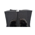 H by Halston Silk Cashmere Blend Black Knit Cardigan XL Faux Fur Collar Luxury Photo 5