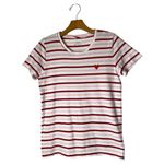 J.Crew  Shirt‎ Women Small White Red Striped Embroidered Heart Collector Tee Photo 2